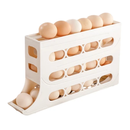 4-layer Rolling Egg Rack for Fridge Space-saving 30 Egg Organizer